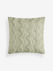 Sage Green 59 x 59cm Faux Fur Cosy Swirl Cushion - Image 2 of 5
