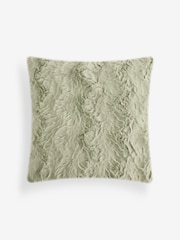 Sage Green 50 x 50cm Faux Fur Cosy Swirl Cushion - Image 2 of 5