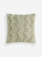 Sage Green 50 x 50cm Faux Fur Cosy Swirl Cushion - Image 3 of 5
