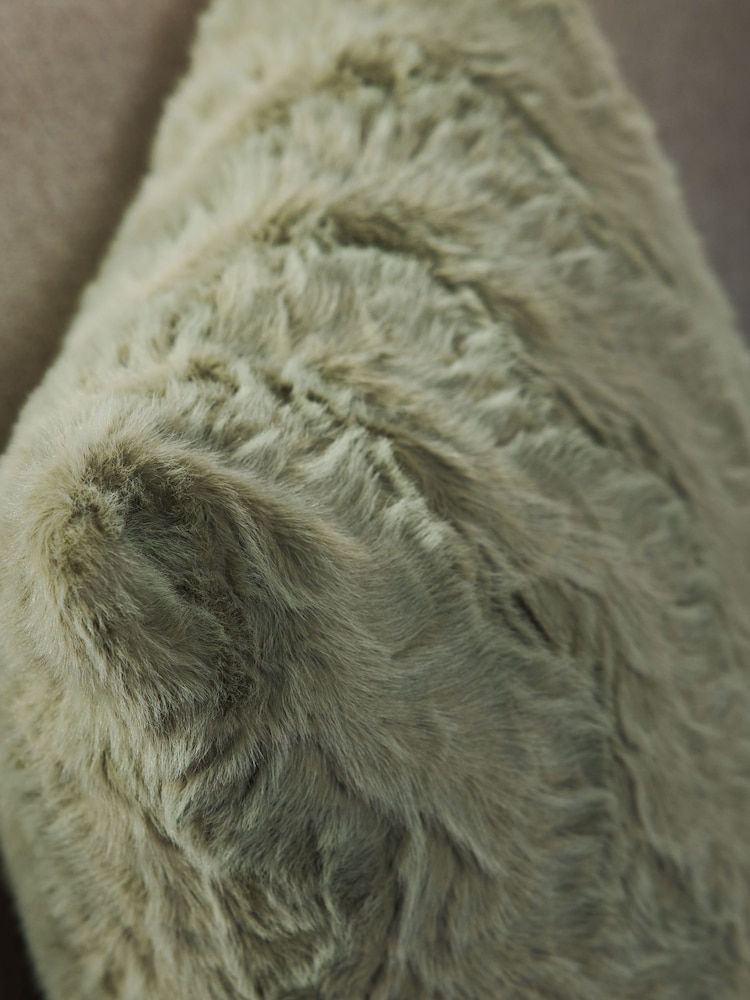 Sage Green 50 x 50cm Faux Fur Cosy Swirl Cushion - Image 5 of 5