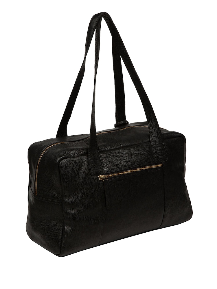 Pure Luxuries London Airgo Leather Men's Travel Cabin Black Bag - Image 2 of 5 Pure Luxuries London Airgo Leather Men's Travel Cabin Black Bag - Image 2 of 5