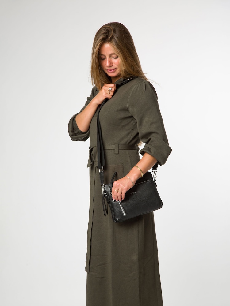 Cultured London 'Celia' Leather Black Cross-Body Bag - Image 8 of 8 Cultured London 'Celia' Leather Black Cross-Body Bag - Image 8 of 8