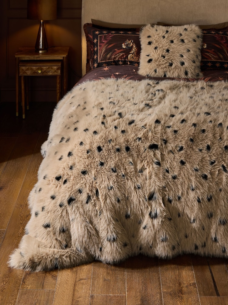 Natural Polka Dot Long Faux Fur Throw - Image 1 of 6