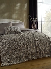 Brown Faux Fur Leopard Print Swirl Throw - Image 1 of 7