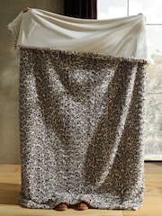 Brown Faux Fur Leopard Print Swirl Throw - Image 3 of 7