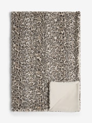 Brown Faux Fur Leopard Print Swirl Throw - Image 6 of 7