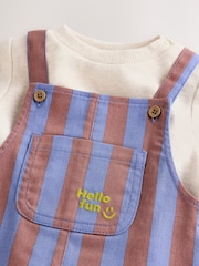 Blue/Brown Stripe Baby Twill Dungarees and Bodysuit Set (0mths-2yrs) - Image 8 of 10