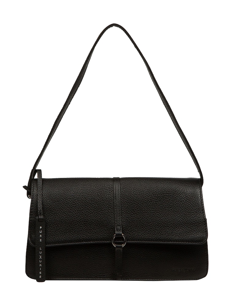 Pure Luxuries London 'Sabina' Leather Black Grab Bag - Image 1 of 8