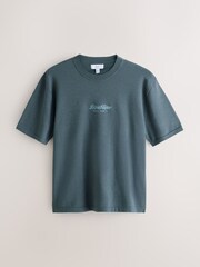 Sage Green Graphic Relaxed Fit N. Premium Ultrasoft Smart Knitted T-Shirt - Image 1 of 3