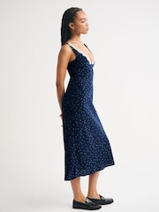 Abercrombie & Fitch Blue V-Neck Slip Midi Dress - Image 4 of 7