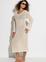 Pour Moi Cream Crochet Maxi Dress - Image 1 of 4