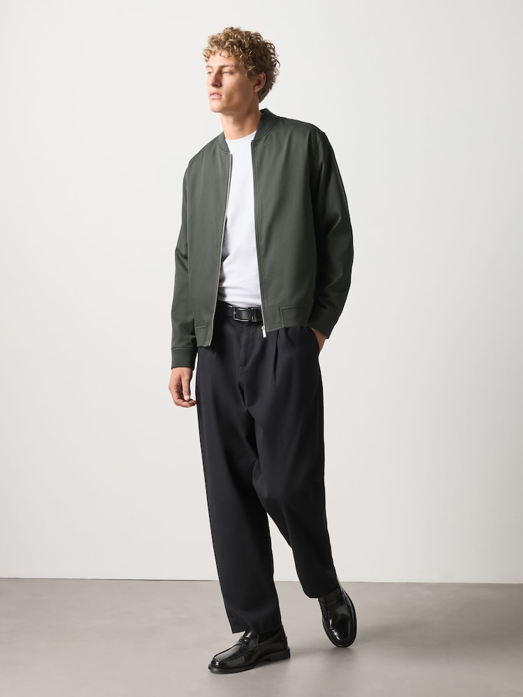 Green Regular Fit Smart Bomber Jacket - Image 2 of 10 Green Regular Fit Smart Bomber Jacket - Image 2 of 10