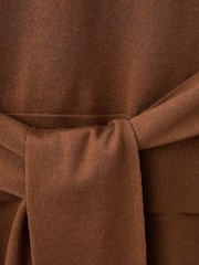 Mango Brown Tie Detail Longline Jumper - Image 4 of 5