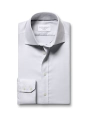 Charles Tyrwhitt Grey Non-Iron Greenwich Weave Cutaway Shirt - Image 4 of 6