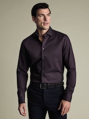 Charles Tyrwhitt Red Non-Iron Stretch Texture Shirt - Image 1 of 6