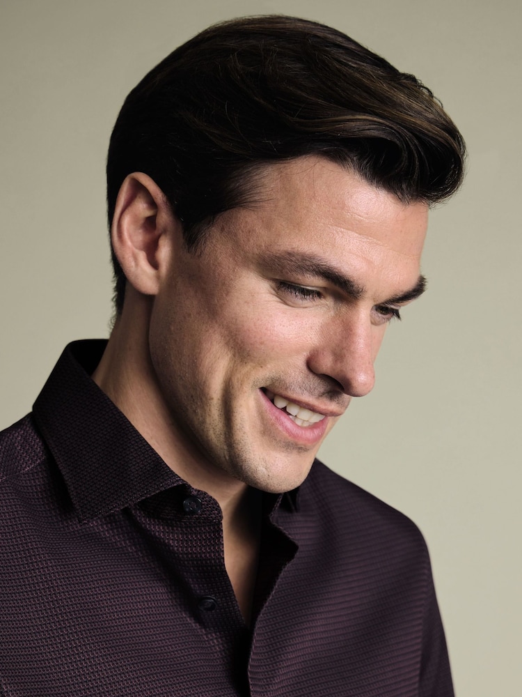 Charles Tyrwhitt Red Non-Iron Stretch Texture Shirt - Image 2 of 6 Charles Tyrwhitt Red Non-Iron Stretch Texture Shirt - Image 2 of 6