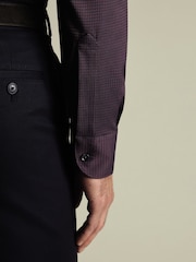 Charles Tyrwhitt Red Non-Iron Stretch Texture Shirt - Image 3 of 6