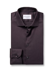 Charles Tyrwhitt Red Non-Iron Stretch Texture Shirt - Image 4 of 6