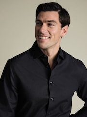 Charles Tyrwhitt Grey Non-Iron Stretch Texture Shirt - Image 2 of 6