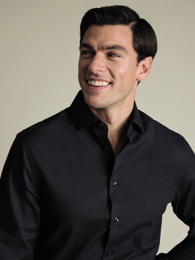 Charles Tyrwhitt Grey Non-Iron Stretch Texture Shirt - Image 2 of 6 Charles Tyrwhitt Grey Non-Iron Stretch Texture Shirt - Image 2 of 6