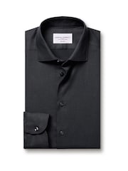 Charles Tyrwhitt Grey Non-Iron Stretch Texture Shirt - Image 4 of 6