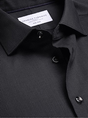 Charles Tyrwhitt Grey Non-Iron Stretch Texture Shirt - Image 5 of 6