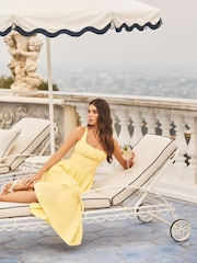 Lipsy Yellow Strappy Scoop Neck Waisted Full Skirt Midi Dress - Image 3 of 4