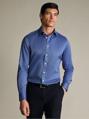 Charles Tyrwhitt Blue Non-Iron Twill Cutaway Collar Shirt - Image 1 of 6