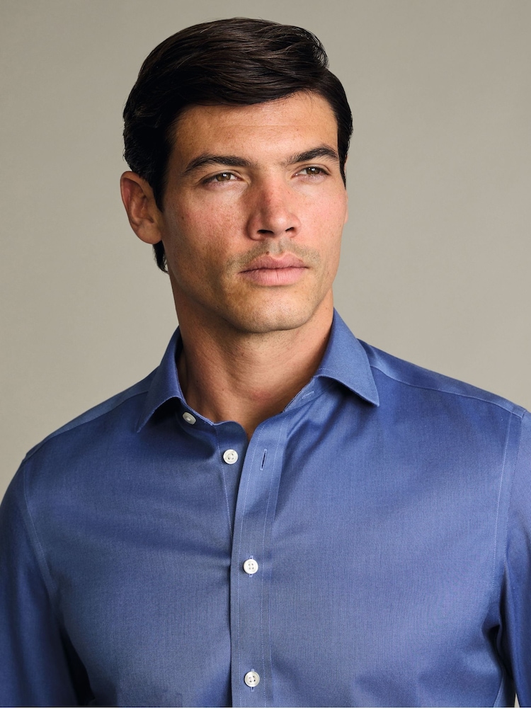 Charles Tyrwhitt Blue Non-Iron Twill Cutaway Collar Shirt - Image 2 of 6