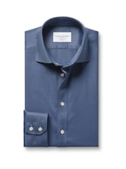 Charles Tyrwhitt Blue Non-Iron Twill Cutaway Collar Shirt - Image 4 of 6