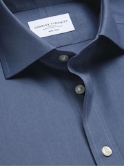 Charles Tyrwhitt Blue Non-Iron Twill Cutaway Collar Shirt - Image 5 of 6
