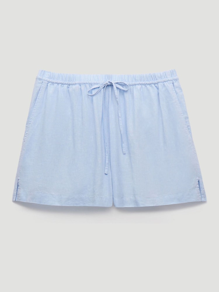 Hush Blue Ernie Gathered Linen Beach Shorts - Image 5 of 5