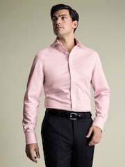 Charles Tyrwhitt Pink Non-Iron Greenwich Weave Cutaway Shirt - Image 1 of 6