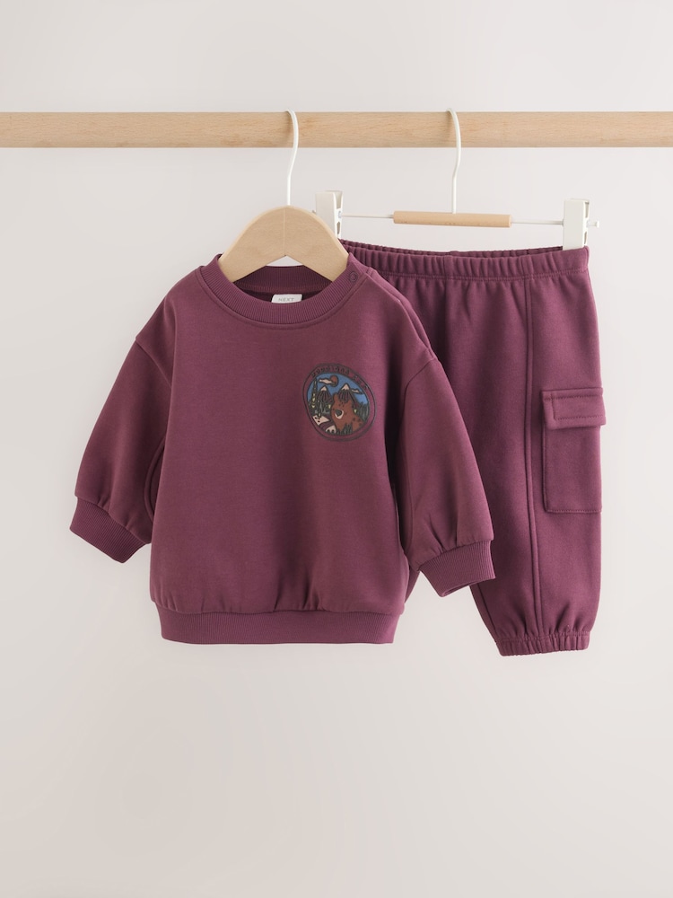 Burgundy Red Bear Baby Sweatshirt and Joggers Set (0mths-2yrs) - Image 1 of 16 Burgundy Red Bear Baby Sweatshirt and Joggers Set (0mths-2yrs) - Image 1 of 16