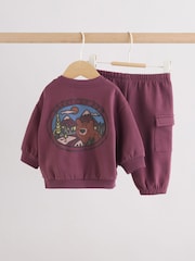 Burgundy Red Bear Baby Sweatshirt and Joggers Set (0mths-2yrs) - Image 4 of 16
