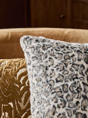 Brown Faux Fur Leopard Print Swirl Cushion - Image 2 of 4