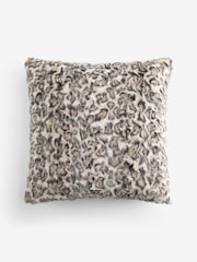 Brown Faux Fur Leopard Print Swirl Cushion - Image 3 of 4