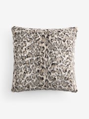 Brown Faux Fur Leopard Print Swirl Cushion - Image 4 of 4
