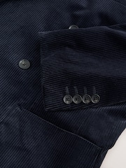 Navy Blue Regular Fit Double Breasted Corduroy Blazer - Image 11 of 12