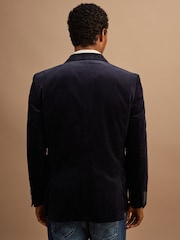 Navy Blue Regular Fit Double Breasted Corduroy Blazer - Image 5 of 12