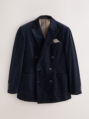 Navy Blue Regular Fit Double Breasted Corduroy Blazer - Image 7 of 12