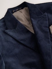 Navy Blue Regular Fit Double Breasted Corduroy Blazer - Image 8 of 12
