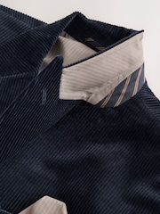 Navy Blue Regular Fit Double Breasted Corduroy Blazer - Image 9 of 12