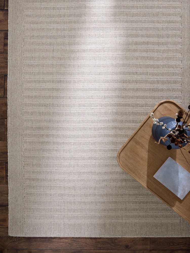 Natural Stripe Florence Border Wool Rug - Image 1 of 6 Natural Stripe Florence Border Wool Rug - Image 1 of 6