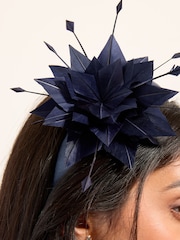 Friends Like These Navy 3D Floral Padded Fascinator Headband - Image 2 of 6
