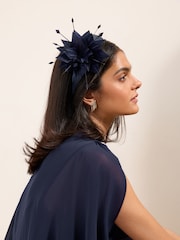 Friends Like These Navy 3D Floral Padded Fascinator Headband - Image 3 of 6