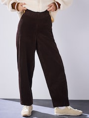 Chocolate Brown Barrel Leg Soft Cord Trousers - Image 2 of 7