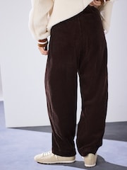 Chocolate Brown Barrel Leg Soft Cord Trousers - Image 3 of 7