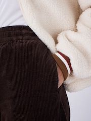 Chocolate Brown Barrel Leg Soft Cord Trousers - Image 4 of 7