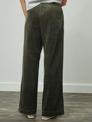 Khaki Green Wide Leg Soft Cord Trousers - Image 4 of 8